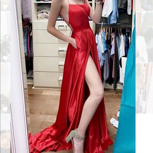 Sherri Hill silk red prom dress